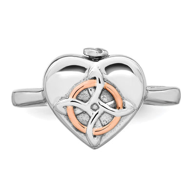 Sterling Silver Rhodium-plated with Rose-tone Circle Celtic Heart I STILL NEED YOU CLOSE TO ME (Inside) Ash Holder Size