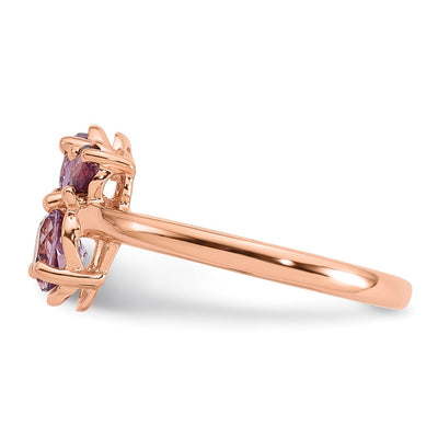 Sterling Silver Rose Gold-plated Polished Round Amethyst, Pink Quartz and Rhodolite Garnet Size