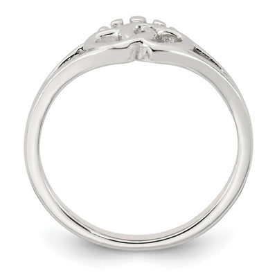 Sterling Silver Polished Interlocking Hearts With Crown Ring
