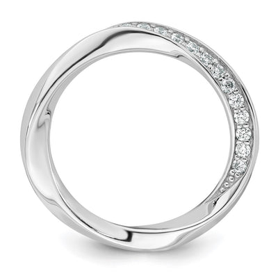 Sterling Silver Rhodium-plated Polished and Twisted CZ Band Size