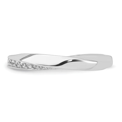Sterling Silver Rhodium-plated Polished and Twisted CZ Band Size