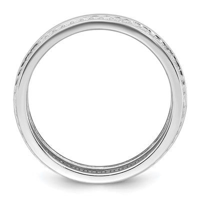 Sterling Silver Rhodium-plated Polished CZ Band Size