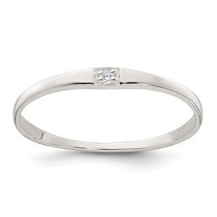 Sterling Silver Polished CZ Band Size