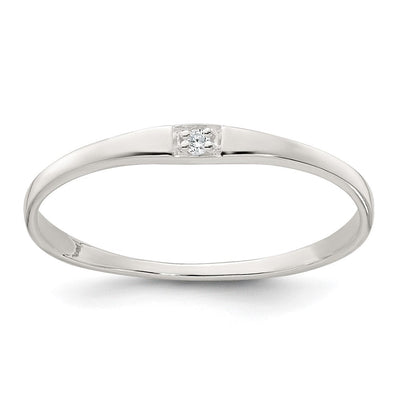 Sterling Silver Polished CZ Band Size