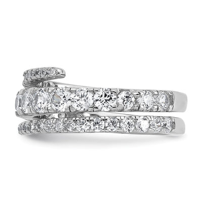 Sterling Silver Rhodium-plated Polished CZ Wrapped Band Size