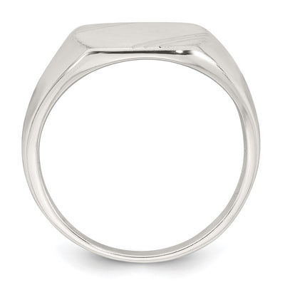 Sterling Silver Polished Brushed and Grooved x Rectangle Closed Back Mens Signet Ring