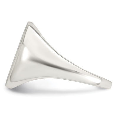 Sterling Silver Polished Brushed and Grooved x Rectangle Closed Back Mens Signet Ring