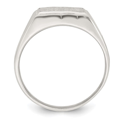 Sterling Silver Polished and Grooved White CZ Square Size 9 Mens Ring