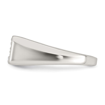 Sterling Silver Polished White CZ Rectangular Size 9 Mens Ring