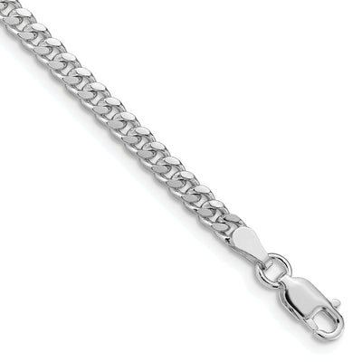 Sterling Silver Rhodium-plated Domed Curb Bracelet