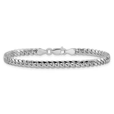 Sterling Silver Rhodium-plated Domed w/ Side D/C Curb Bracelet, 7 x 4mm