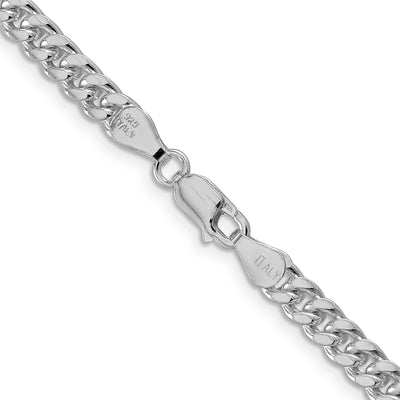 Sterling Silver Rhodium-plated Domed w/ Side D/C Curb Chain, 18 x 5mm