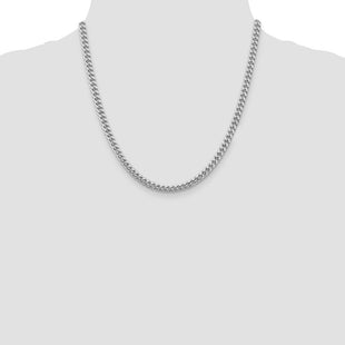 Sterling Silver Rhodium-plated Domed w/ Side D/C Curb Chain (Style QRC150R-20)