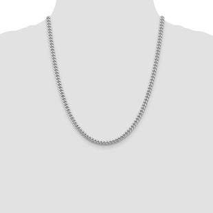 Sterling Silver Rhodium-plated Domed w/ Side D/C Curb Chain (Style QRC150R-22)