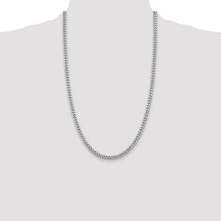 Sterling Silver Rhodium-plated Domed w/ Side D/C Curb Chain (Style QRC150R-26)
