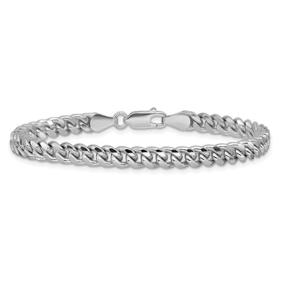 Sterling Silver Rhodium-plated Domed w/ Side D/C Curb Chain, 18 x 5mm