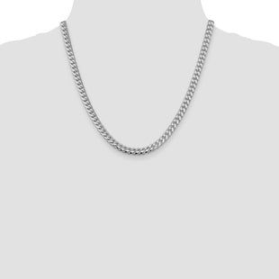 Sterling Silver Rhodium-plated Domed w/ Side D/C Curb Chain (Style QRC180R-20)