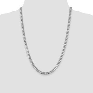 Sterling Silver Rhodium-plated Domed w/ Side D/C Curb Chain (Style QRC180R-24)
