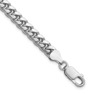 Sterling Silver Rhodium-plated Domed w/ Side D/C Curb Chain (Style QRC180R-7)