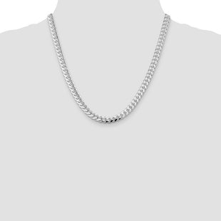 Sterling Silver Rhodium-plated Domed w/ Side D/C Curb Chain (Style QRC200R-20)