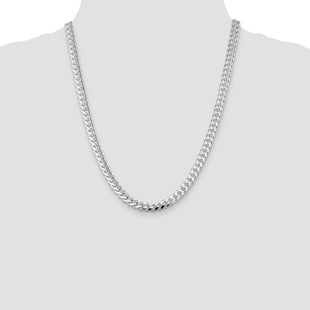 Sterling Silver Rhodium-plated Domed w/ Side D/C Curb Chain (Style QRC200R-22)