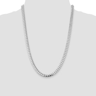 Sterling Silver Rhodium-plated Domed w/ Side D/C Curb Chain (Style QRC200R-24)