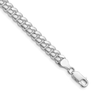 Sterling Silver Rhodium-plated Domed w/ Side D/C Curb Chain (Style QRC200R-8)