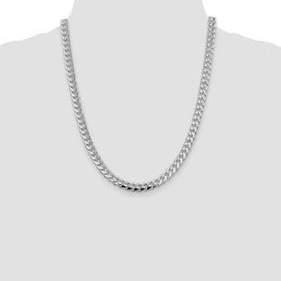 Sterling Silver Rhodium-plated Domed w/ Side D/C Curb Chain (Style QRC220R-22)
