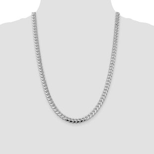 Sterling Silver Rhodium-plated Domed w/ Side D/C Curb Chain (Style QRC220R-24)
