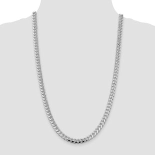 Sterling Silver Rhodium-plated Domed w/ Side D/C Curb Chain (Style QRC220R-26)