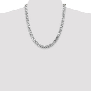 Sterling Silver Rhodium-plated Domed w/ Side D/C Curb Chain (Style QRC240R-22)