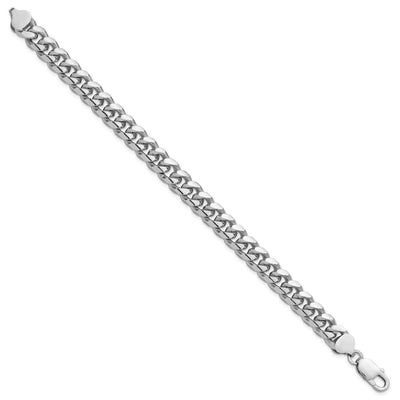 Sterling Silver Rhodium-plated Domed w/ Side D/C Curb Bracelet, 8 x 8.5mm