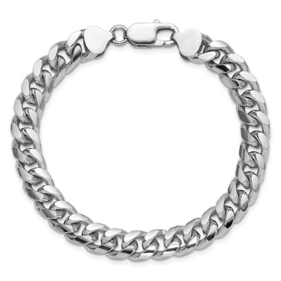 Sterling Silver Rhodium-plated Domed w/ Side D/C Curb Bracelet, 8 x 8.5mm