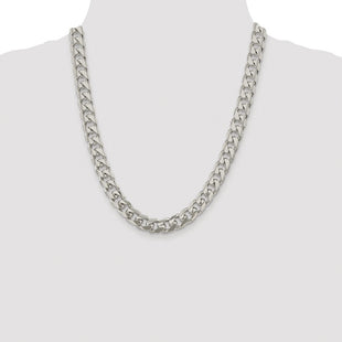Sterling Silver Rhodium-plated Domed w/ Side D/C Curb Chain (Style QRC300R-22)