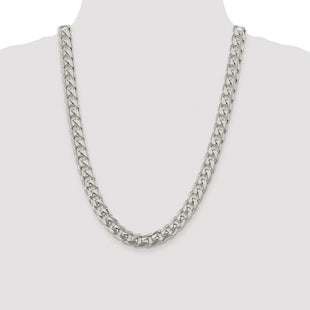 Sterling Silver Rhodium-plated Domed w/ Side D/C Curb Chain (Style QRC300R-24)