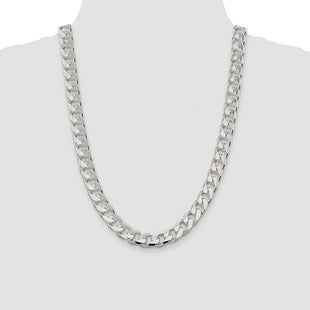 Sterling Silver Rhodium-plated Domed w/ Side D/C Curb Chain (Style QRC350R-24)