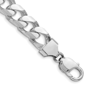 Sterling Silver Rhodium-plated Domed w/ Side D/C Curb Chain (Style QRC350R-8)