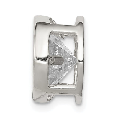 Sterling Silver Round CZ Chain Slide, 14 x 13mm