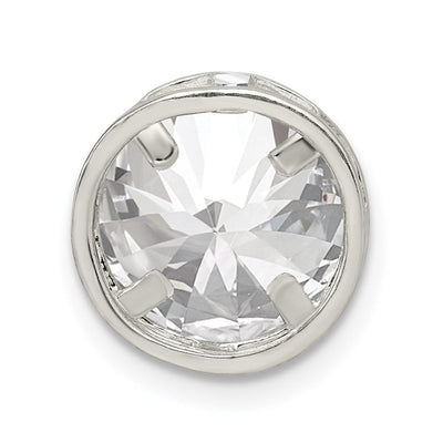 Sterling Silver Round CZ Chain Slide, 14 x 13mm