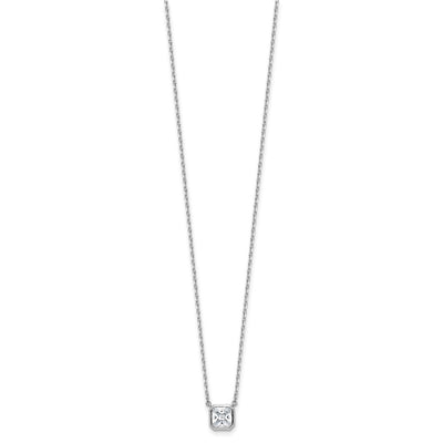 Sterling Shimmer Sterling Silver Rhodium-plated CZ 19 Stone with extender Square Necklace