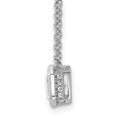 Sterling Shimmer Sterling Silver Rhodium-plated CZ 19 Stone with extender Square Necklace