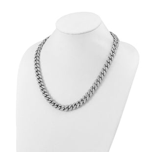 Sterling Shimmer Sterling Silver Rhodium-plated CZ 1564 Stone Curb Link Necklace (Style QSH129-22)