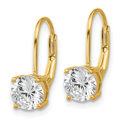 Sterling Shimmer Sterling Silver Gold-tone Flash-gold Plated CZ 2 Stone Leverback Earrings