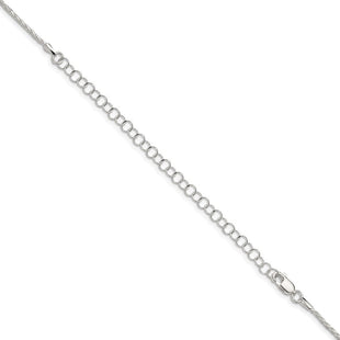 Sterling Silver Diamond-cut Round Spiga Chain w/4in ext. (Style QSR050E-22)