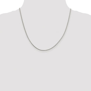 Sterling Silver Rhodium-plated Diamond-cut Round Spiga Chain (Style QSR050R-20)