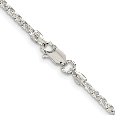 Sterling Silver Rhodium-plated Diamond-cut Round Spiga Chain, 16 x 2.15mm