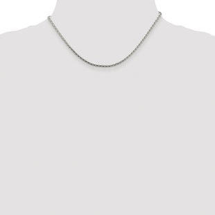 Sterling Silver Rhodium-plated Diamond-cut Round Spiga Chain (Style QSR060R-16)