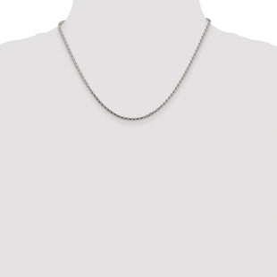 Sterling Silver Rhodium-plated Diamond-cut Round Spiga Chain (Style QSR060R-18)