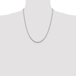 Sterling Silver Rhodium-plated Diamond-cut Round Spiga Chain (Style QSR060R-22)
