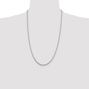 Sterling Silver Rhodium-plated Diamond-cut Round Spiga Chain (Style QSR060R-26)